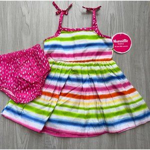 Nanette Baby dress bloomers set 12m NWT Multicolor Sleeveless Dress Pink Polka D